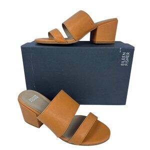 Eileen Fisher Women"s Rome Mule Sandal Open Toe Leather Squash/Orange Size 8